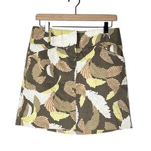 Loft tan and green leaf print skirt size 8 B71
